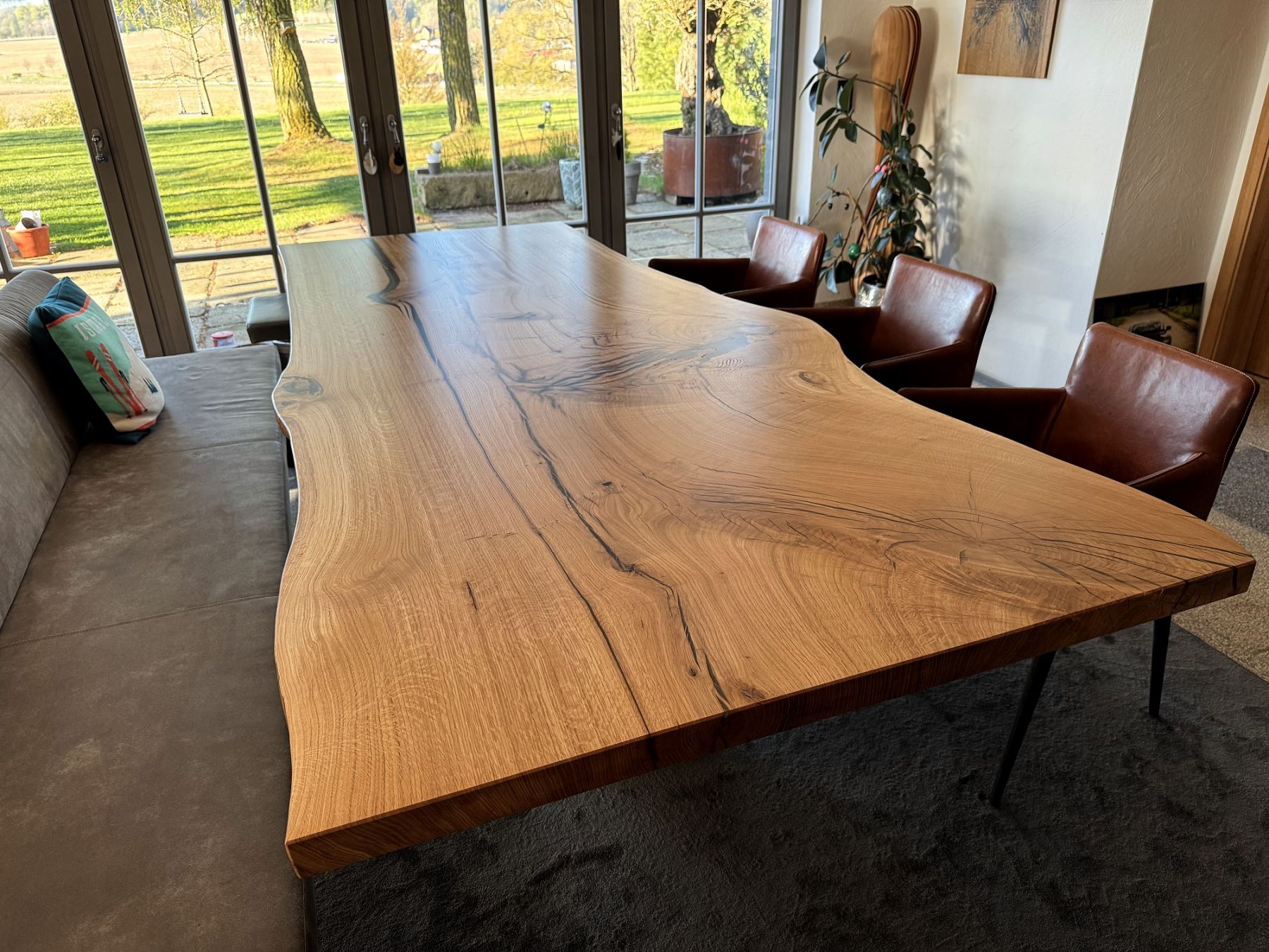 Baumstammtisch Eiche Monoblock Stamm Unikat Baumscheibe konfigurierbar 