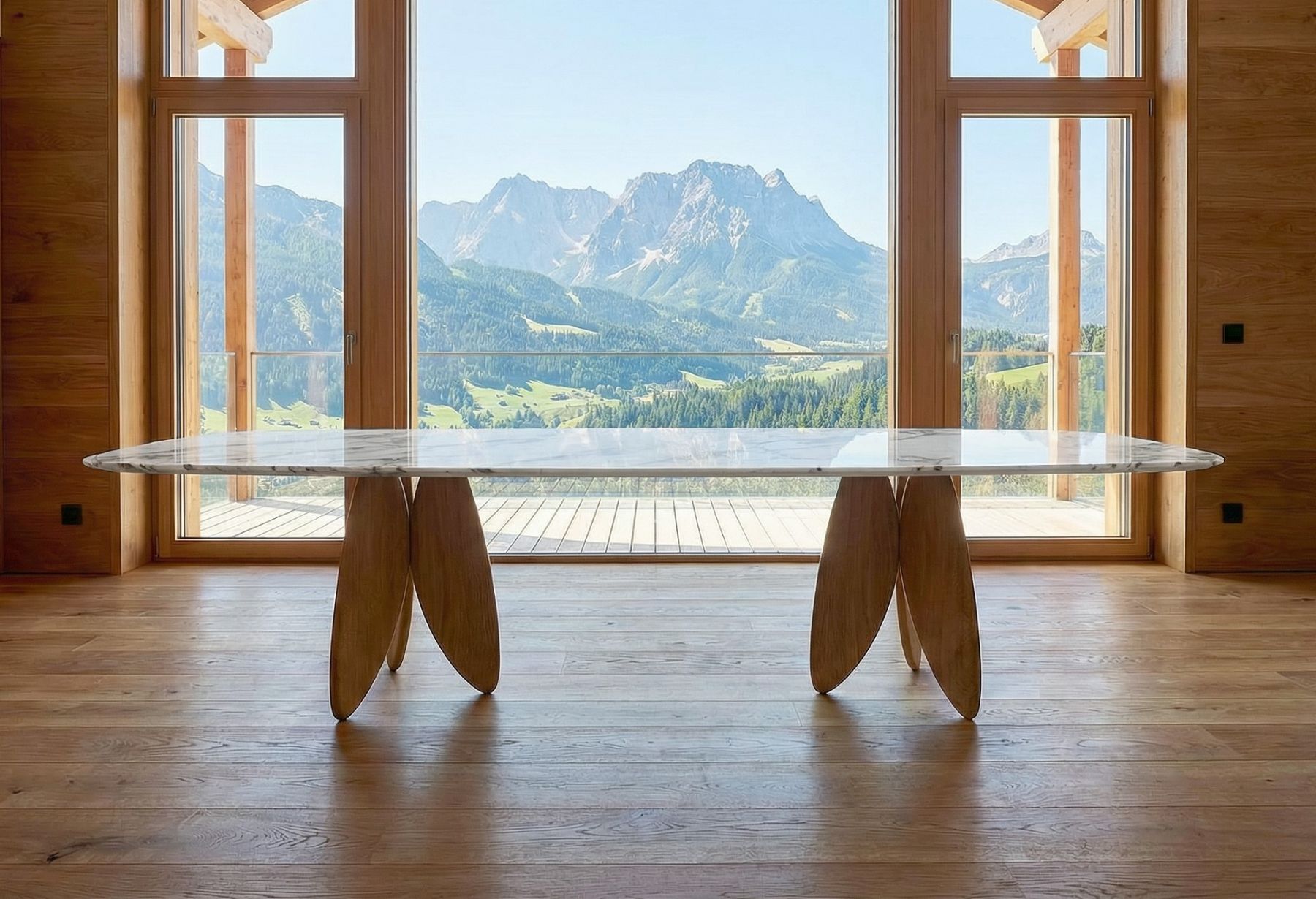 Deluxe Esstisch Marmor und Holzgestell konfigurieren premium Ferrol 