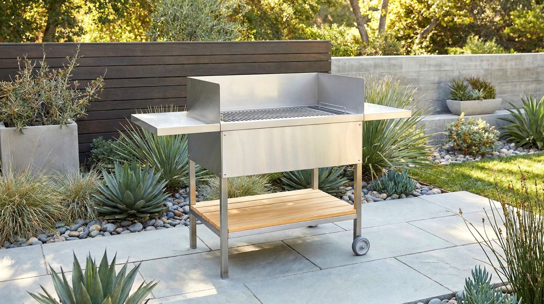 Holzkohlegrill Edelstahl rostfrei 60cm x 40cm x 100cm