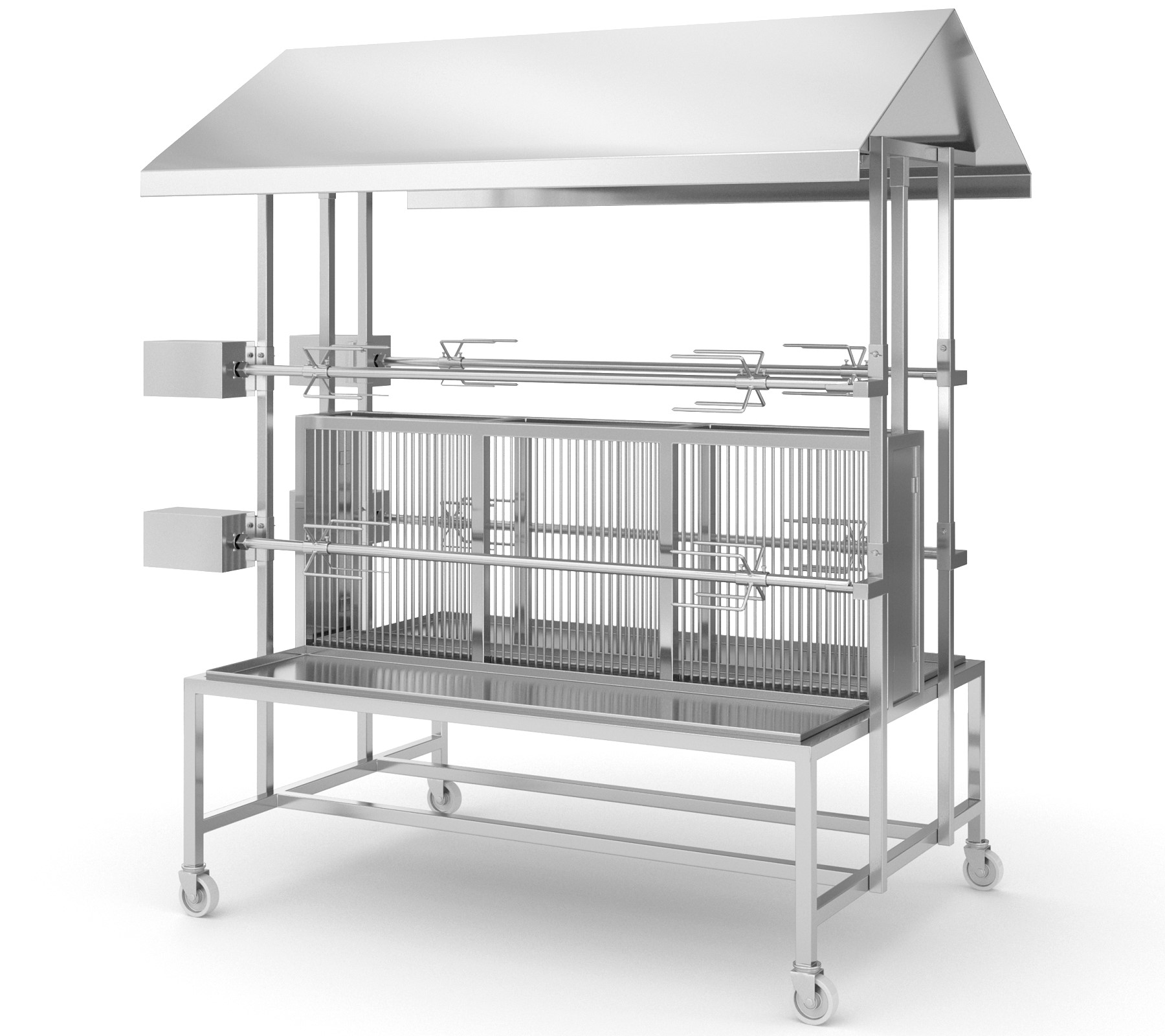 Spanferkelgrill Edelstahl Holzkohle doppelt Breite 180cm x Tiefe 140cm