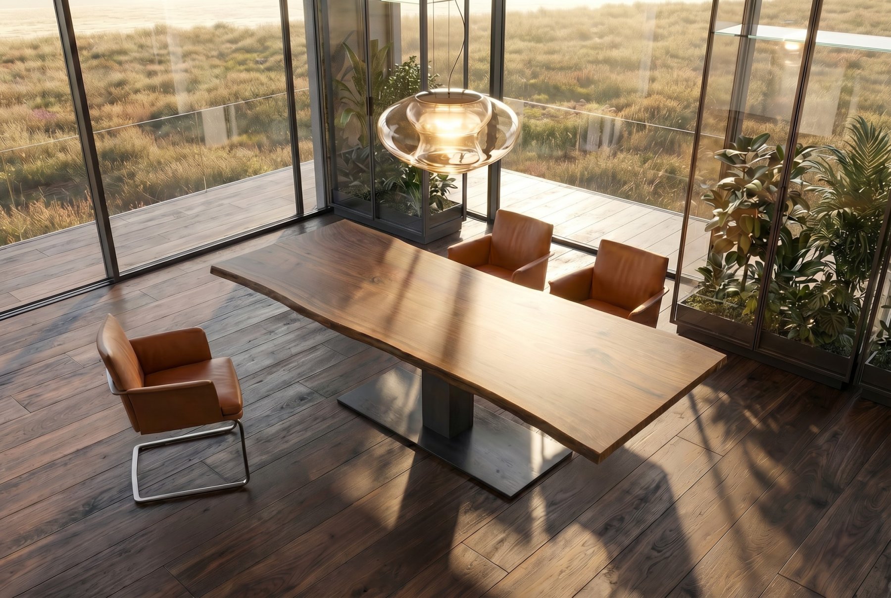 Tischplatte amerikanischer Nussbaum Unikat Monolith 275 cm x 100 x 5 cm 