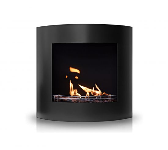 Wand/Standkamin Brennraum mit schwarzem Thermolack beschichtet anthrazit