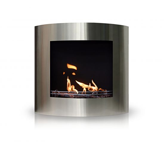Wand/Standkamin Edelstahl breit Edelstahl