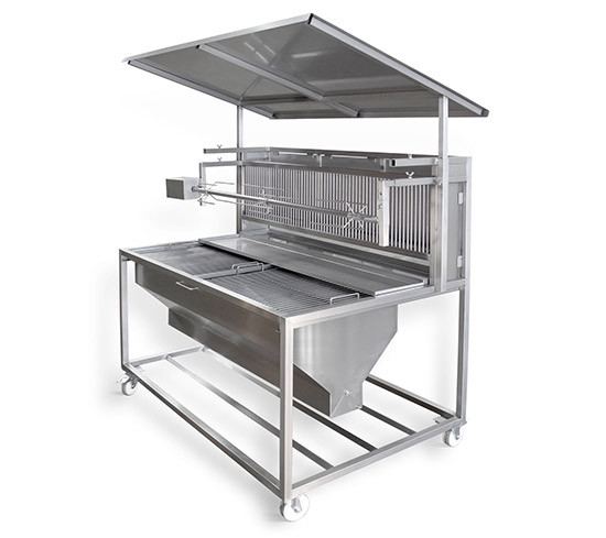 Holzkohlegrill kombiniert mit Spanferkelgrill 