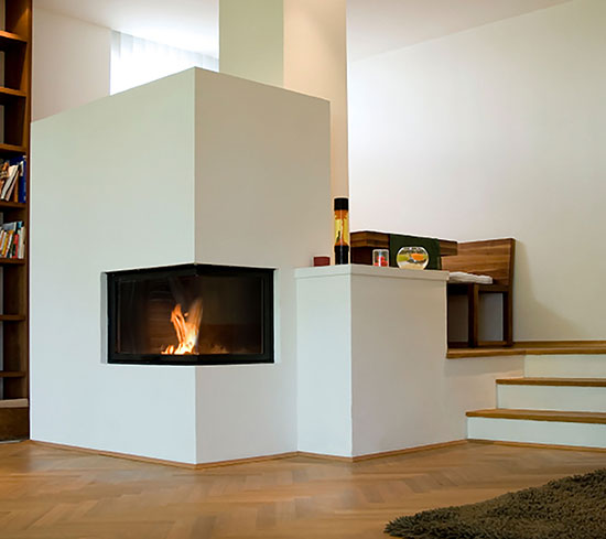 Eck-Einbaukamin nach Maß Biokamin 