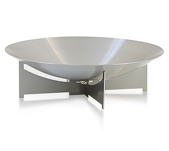 Edelstahlfeuerschale mit Kreuzgestell