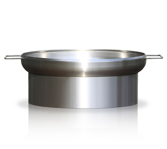 Ausgefallene Feuerschale aus Edelstahl mit Bodenring