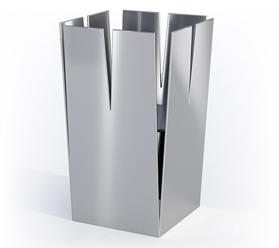 Feuerturm aus Edelstahl viereckig