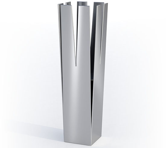 Feuerturm hoch viereckig aus Edelstahl