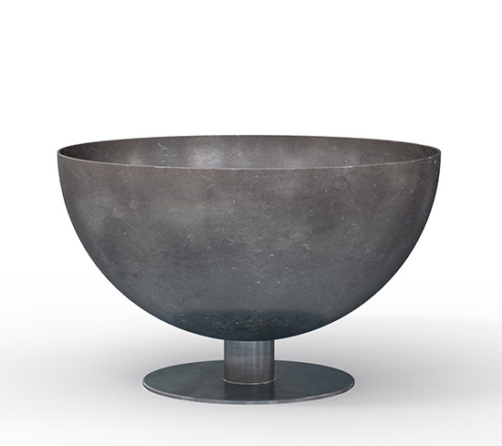 Halbkugel aus Stahl und Mittelfuss