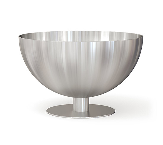 Halbkugel Feuerschale aus Edelstahl mit Mittelfuss