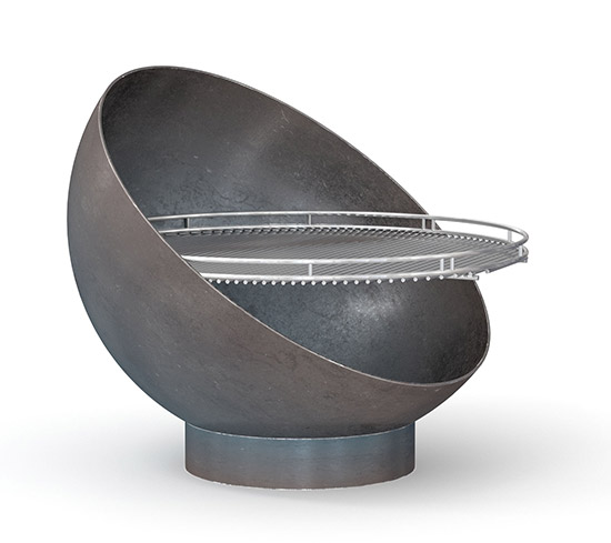 Halbkugel mit Grillrost und Standring aus Stahl