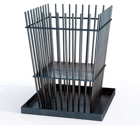 Feuerkorb aus Stahl Stäben eckig