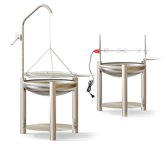 hoher Schwenkgrill aus Edelstahl