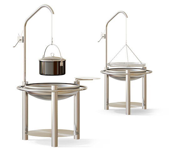 hoher Schwenkgrill aus rostfreiem Edelstahl