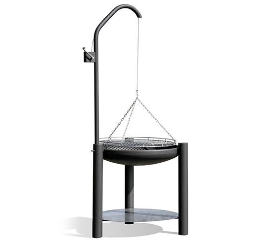 Hoher Schwenkgrill aus Stahl mit Thermobeschichtung