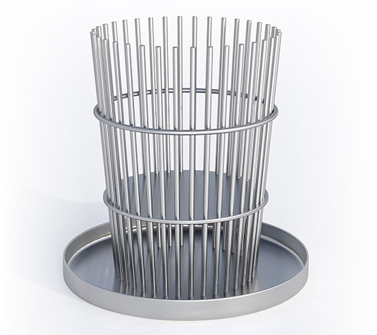 Feuerkorb aus Edelstahl Stäben rund