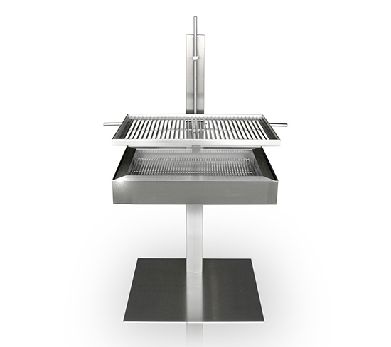 Holzkohlegrill mit Standfuss + Bodenplatte Edelstahl