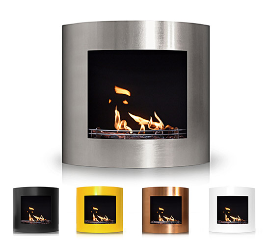 Wand/Standkamin Brennraum mit schwarzem Thermolack beschichtet 