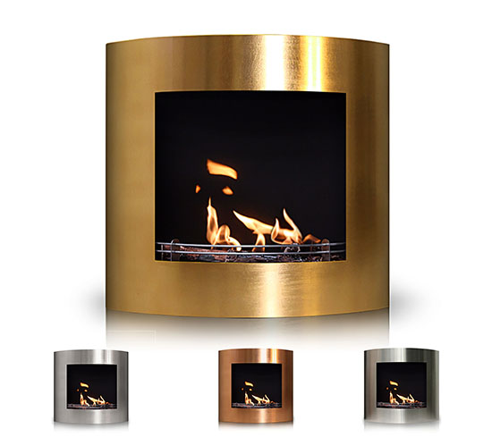 Wand/Standkamin Edelstahl breit 