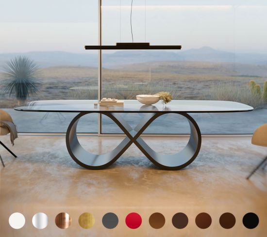 Gefertigt nach Maß mit Metall-Infinity im modernen Design - Glas/Veredlung wählbar