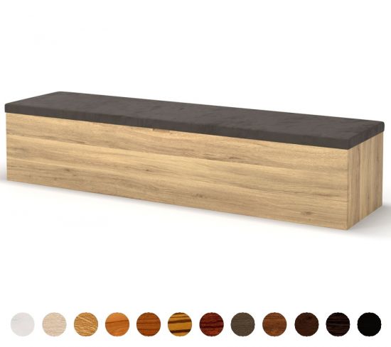 Lederbank mit Truhe Holz gepolstert 