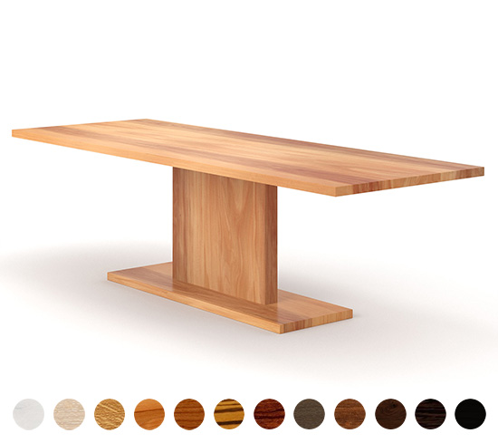 Couchtisch Derby modern - Mittelfuß und Tischplatte aus Massivholz nach Maß und Material konfigurierbar