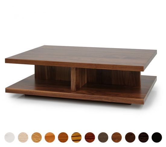 Premium Couchtisch massives Holz mit Ablagefach Manhattan 