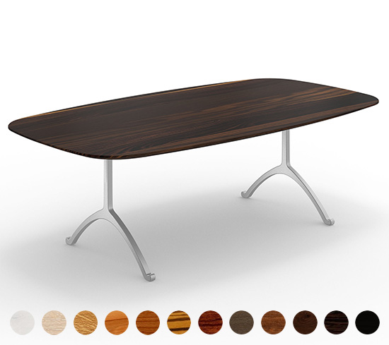 Exklusiver Couchtisch mit Massivholzplatte und geschwungene Tischbeine Jersey 