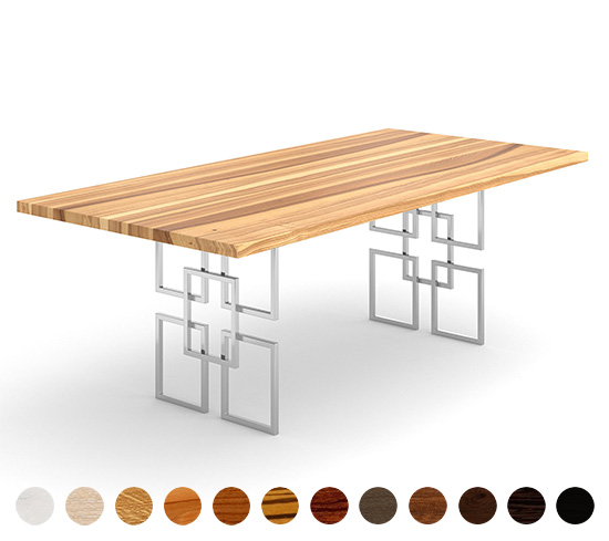 Exklusiver Couchtisch Parma nach Mass mit Massivholz-Platte und Metallgestell - Farben/Material wählbar