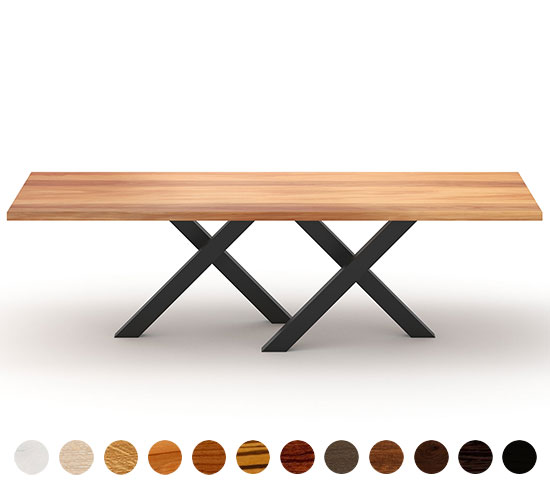 Moderner Couchtisch Novara mit Tischplatte aus Massivholz und einem Metall-Tischgestell nach Maß