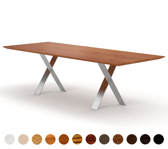 Individuelles Maßmöbel Tisch Phoenix mit Vollholz-Platte und Metallgestell