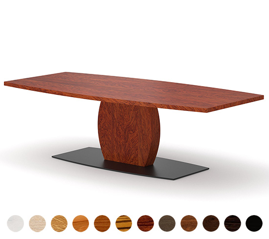 Moderner Design-Vollholztisch Modell Athen mit Stahl-Bodenplatte - Material/Farbe wählbar