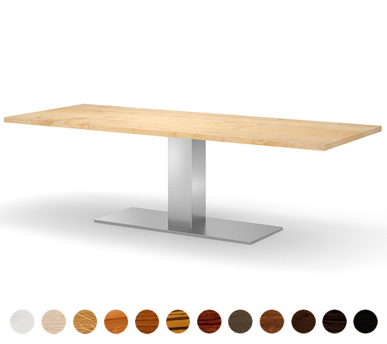 Minimalistischer Mittelfuß Tisch Venedig aus Massivholz individuell angefertigt nach Maß