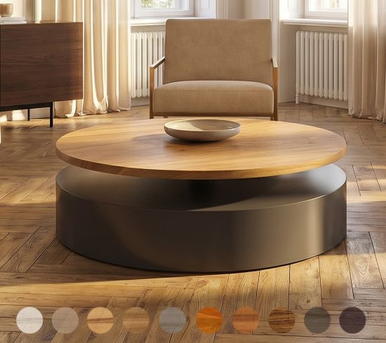 Couchtisch nach Maß mit Massivholzplatte zur Konfiguration