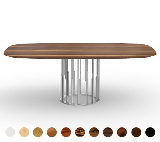 Esstisch mit massiver Holzplatte und Mittelsäule Dijon 