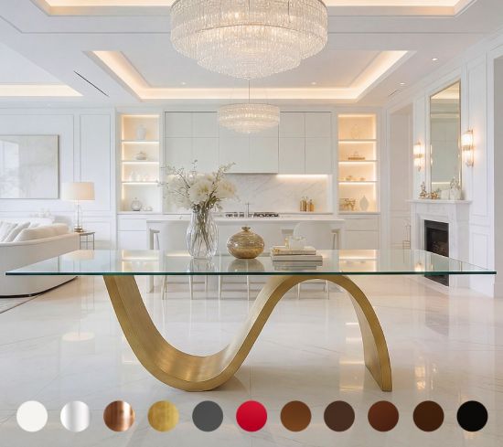 Gefertigt nach Maß mit Metall-Woge im modernen Design - Glas/Veredlung wählbar