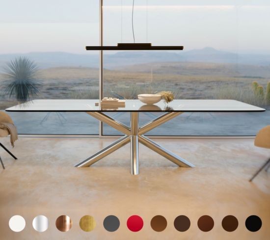 Gefertigt nach Maß mit Metall-X-fuß Kingston im modernen Design - Glas/Veredlung wählbar