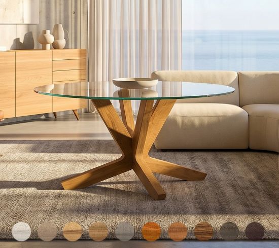 Couchtisch Glas Massivholz Vaduz 