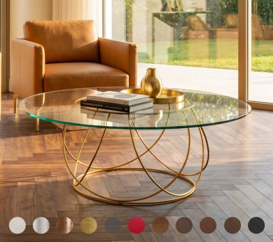 Designer Couchtisch Glas Metall Mainz 