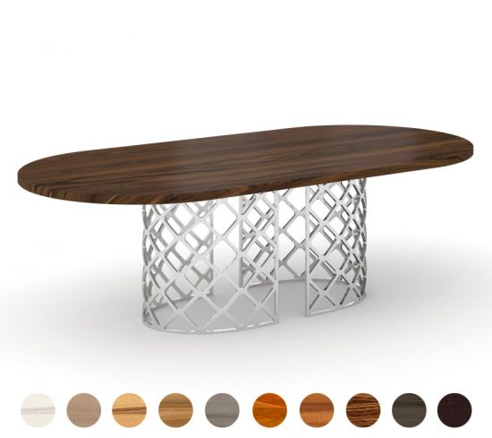 Designertisch Denver Metall-Design Massivholz 