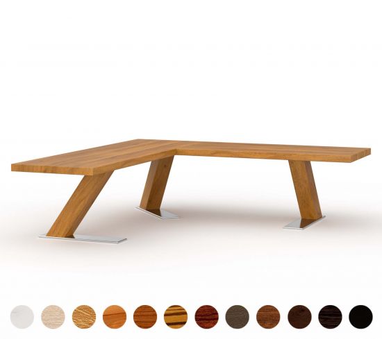 Diago Eckbank aus Massivholz mit Bodenplatte Metall - Material und Farbe wählbar