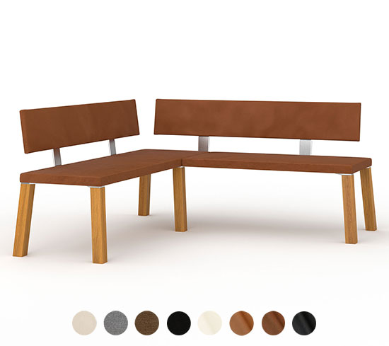 Eck Polsterbank Holz Metall mit Lehne Emden 