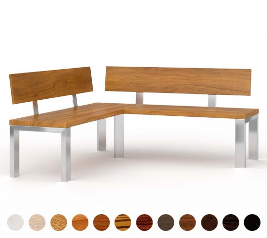 Eckbank Holz Metall mit Lehne Rio 