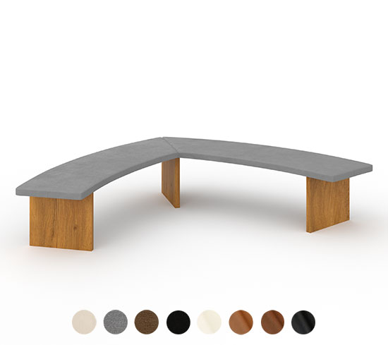 Runde Eckbank gepolstert Bochum - Stoff/Leder und Massivholz wählbar