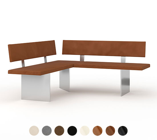 Eck Polsterbank Holz Metall mit Lehne Genf 