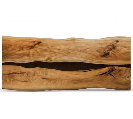 Maßgefertigte Unikat Baumscheibe aus Wildiche mit Epoxidharz