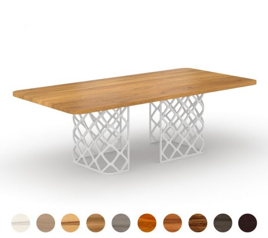 Designertisch Dayton Metall-Gestell Massivholz 