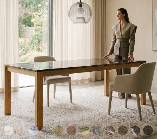 Massivholz-Tisch Bern mit Steinplatte frei konfigurierbar