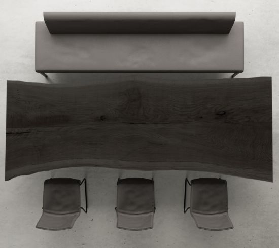 Tischplatte Eiche schwarz Monoblock Stamm Unikat Baumscheibe konfigurierbar 